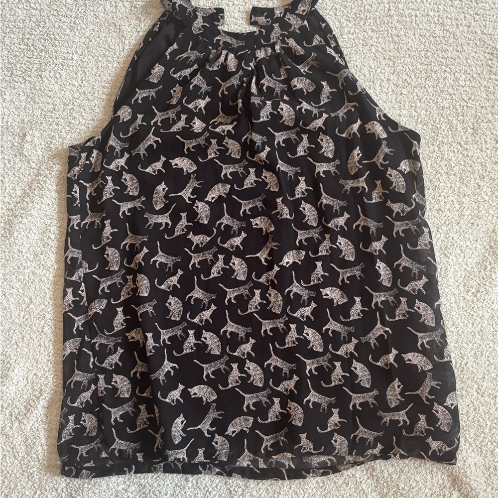 Banana Republic Black and White Blouse with High Neckline
